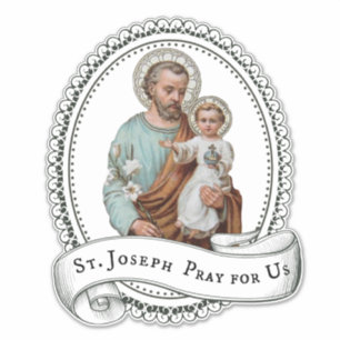 Sticker Catholique Saint-Joseph avec Enfant Jésus Religieu