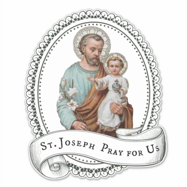 Sticker Catholique Saint-Joseph avec Enfant Jésus Religieu (Devant)
