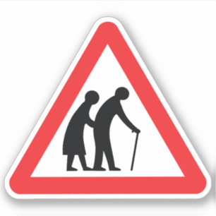 Sticker CAUTION Personnes ÂGÉES - VOYAGE UK