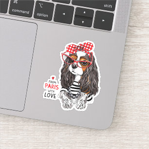 Sticker Cavalier King Charles Spaniel De Paris Avec Amour