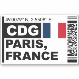 Sticker CDG Paris Boarding Pass - France Travel