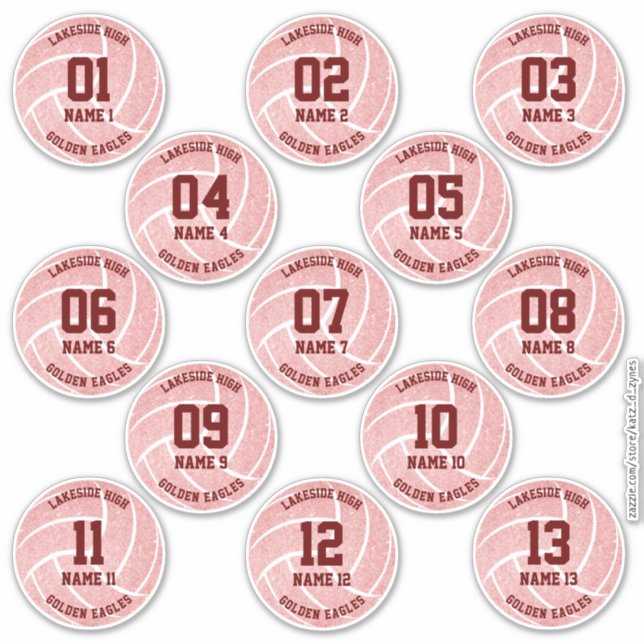 Sticker ceinture rose de 13 volleyball (Devant)