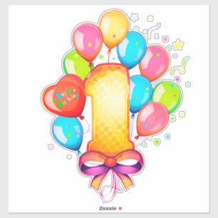 Sticker Célébration colorée du premier anniversaire 