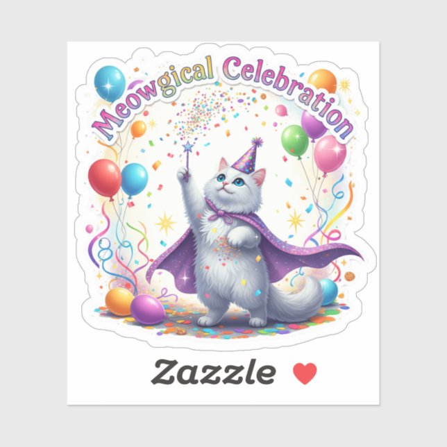 Sticker Célébration Meowgical - Chat Whimsical (Feuille)