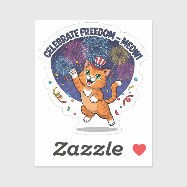 Sticker Célébrez la liberté - Meow ! Chat patriotique (Feuille)