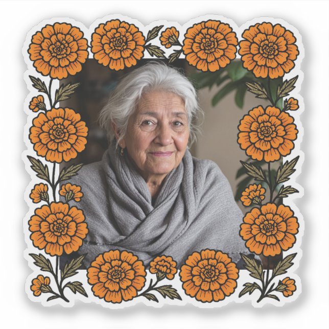 Sticker Cempasúchil Ofrenda Con Foto Día de Muertos (Devant)
