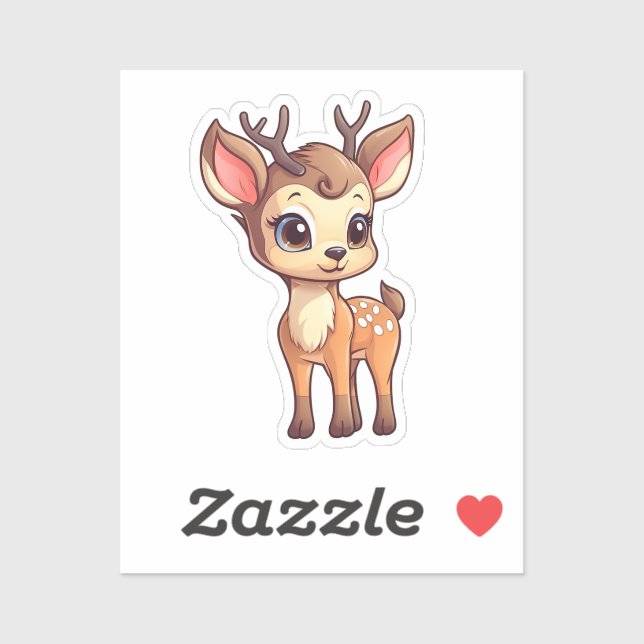 Sticker Cerf caricaturé (Feuille)
