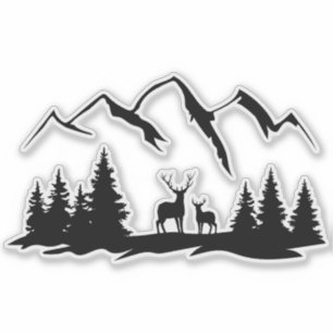 Sticker cerf en nature