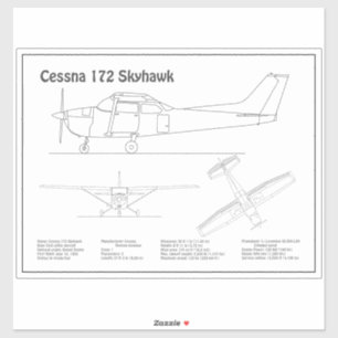 Sticker Cessna 172 Skyhawk - Plan directeur de l'avion BD