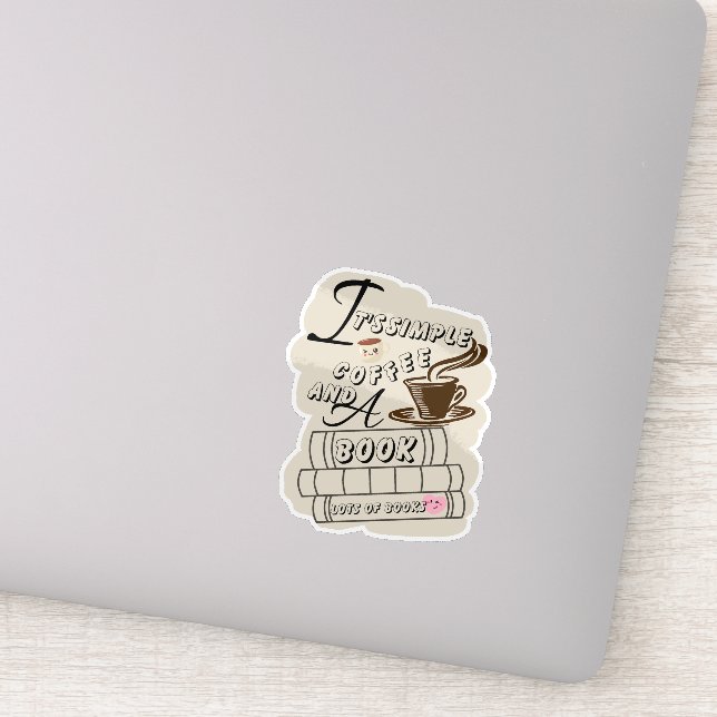 Sticker C'est du café simple et un livre (Détail)