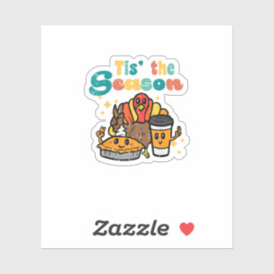 Sticker C'est la saison dinde café rétro Thanksgiving Fa