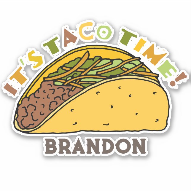 Sticker C'est Taco Time Taco fête d'anniversaire Favor (Devant)