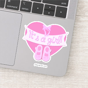 Sticker C'est une fille Pink Heart Bow Chaussures Baby Gir