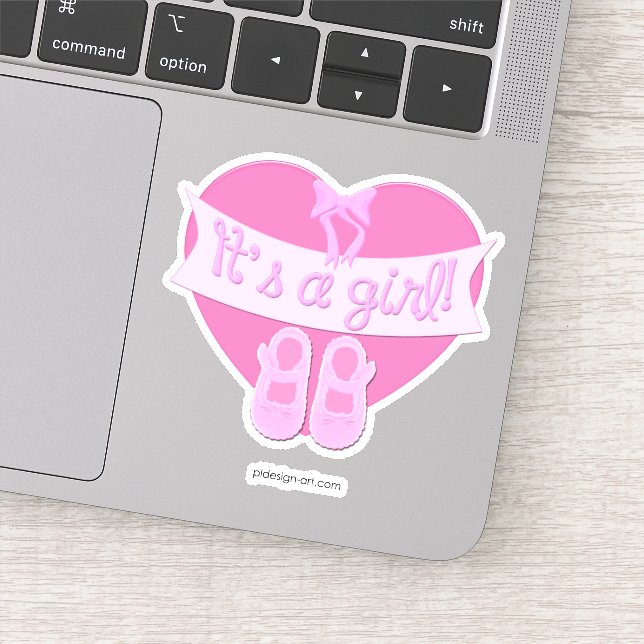 Sticker C'est une fille Pink Heart Bow Chaussures Baby Gir (Détail)