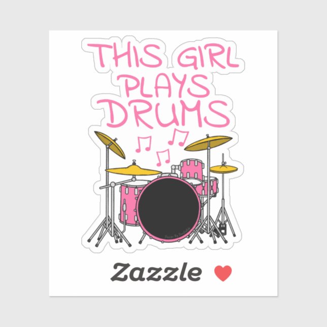 Sticker Cette Fille Joue Des Tambours, Musicienne De Drumm (Feuille)