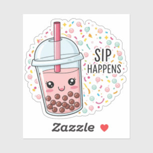 Sticker Cette illustration de thé boba mignonne éclate de
