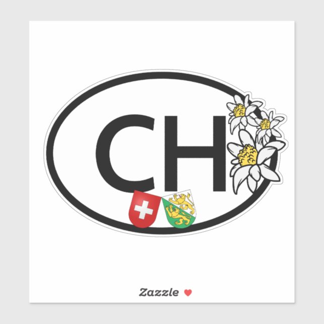 Sticker CH Swiss & Canton Thurgau Armoiries Oval (Feuille)