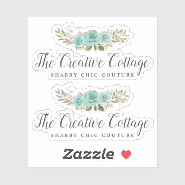 Sticker Chalet Chalet Turquoise Floral Rustic Bois Logo (Feuille)