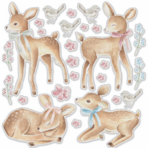 Sticker Chambres pour bébés Cerfs et oiseaux Ensemble de