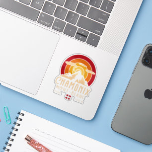 Sticker Chamonix France Retro Sunset Ski Souvenirs 80s