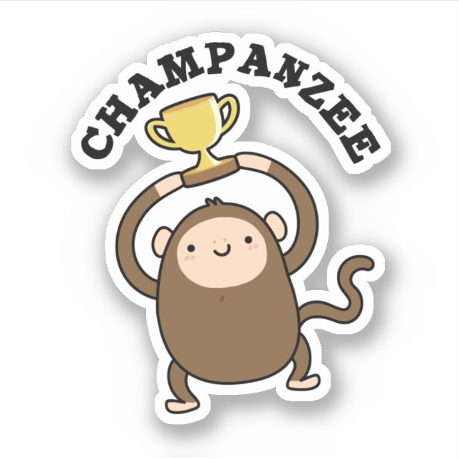 Sticker Champanzee Funny Champion Chimpanzé Pun (Devant)