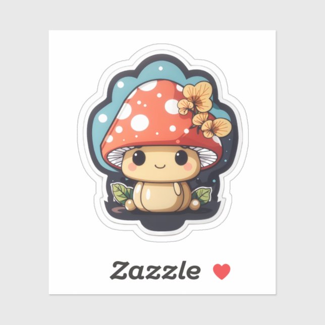Sticker Champignons de Kawaii mignon graphique (Feuille)