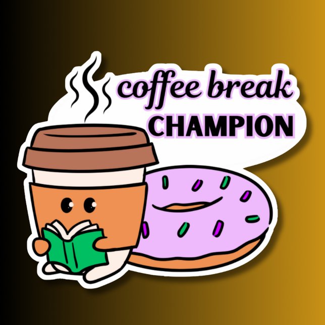Sticker Champion de pause café imperméable (Créateur téléchargé)