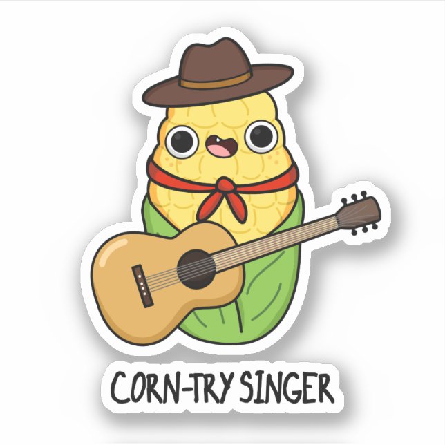 Sticker Chanteur de corne Funny Corn Pun (Devant)