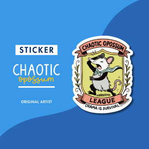 Sticker Chaotique Opossum League Crest avec drame amusant