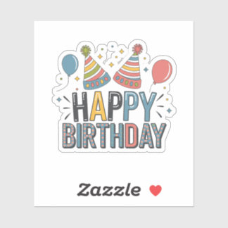 Sticker Chapeaux de fête d'anniversaire joyeux