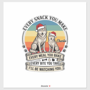 Sticker Chaque friandise que vous faites Chien Père Noël C