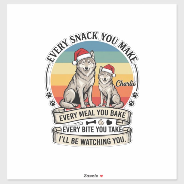 Sticker Chaque friandise que vous faites Chien Père Noël C (Feuille)