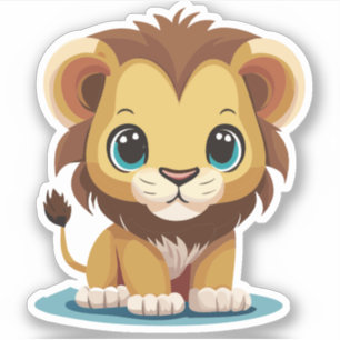 Sticker Characteur de caricature au lion
