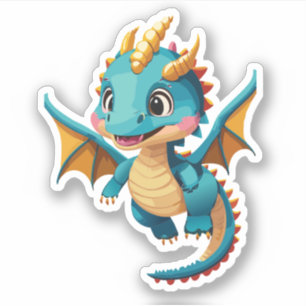 Sticker Characteur de dessin de dragon pour bébé mignon