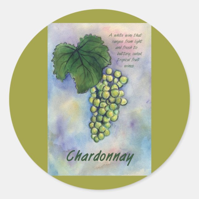 Sticker Chardonnay Wine Raisins & Description (Devant)