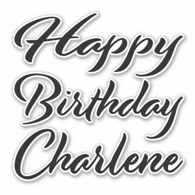 Sticker Charlene Prénom Anniversaire de la Broderie noire (Devant)
