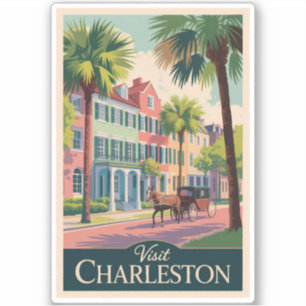 Sticker Charleston Caroline du Sud Illustration Art de Voy