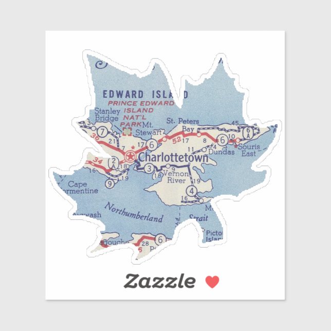 Sticker Charlottetown Île-du-Prince-Édouard (Feuille)