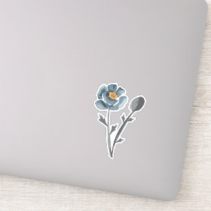 Sticker Charmante Fleur de crapaud bleu gris jaune floral