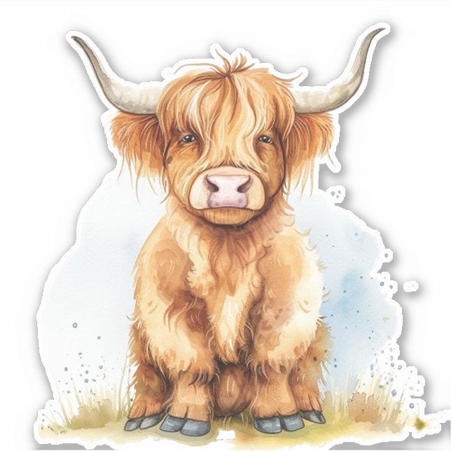 Sticker Charme de campagne confortable Highland Cow (Devant)