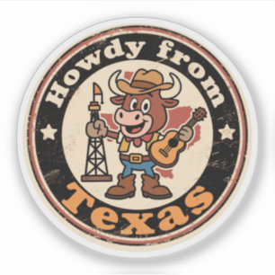 Sticker Charme de l'Ouest ironique_Texas Cowboy Longhorn V