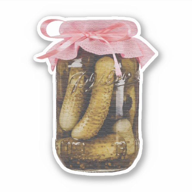 Sticker Charme Jar Pickle Pink Ribbon (Devant)