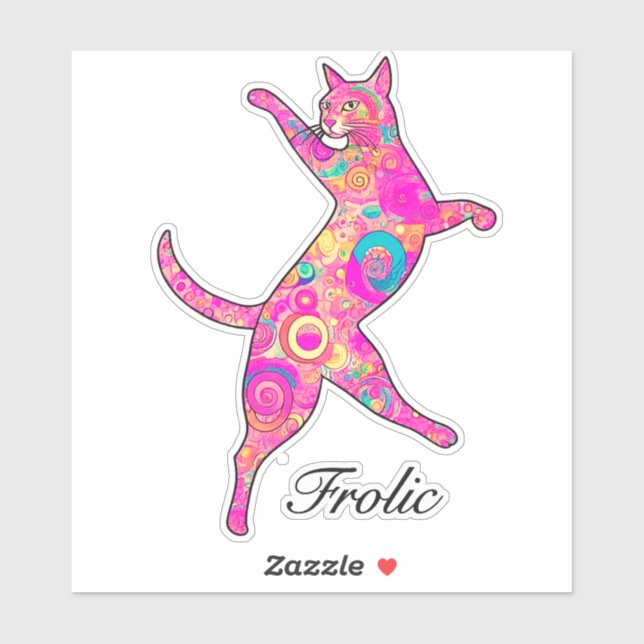 Sticker Chat à fourchettes multicolores (Feuille)