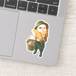 Sticker Chat adorable avec Hen à la ferme