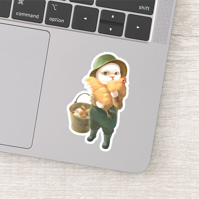 Sticker Chat adorable avec Hen à la ferme (Détail)