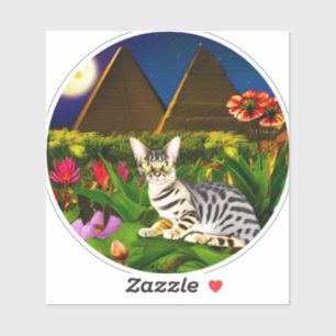 Sticker Chat au mau égyptien dans un jardin de minuit