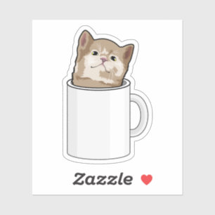 Sticker Chat avec tasse de café
