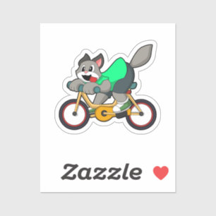 Sticker Chat avec vélo