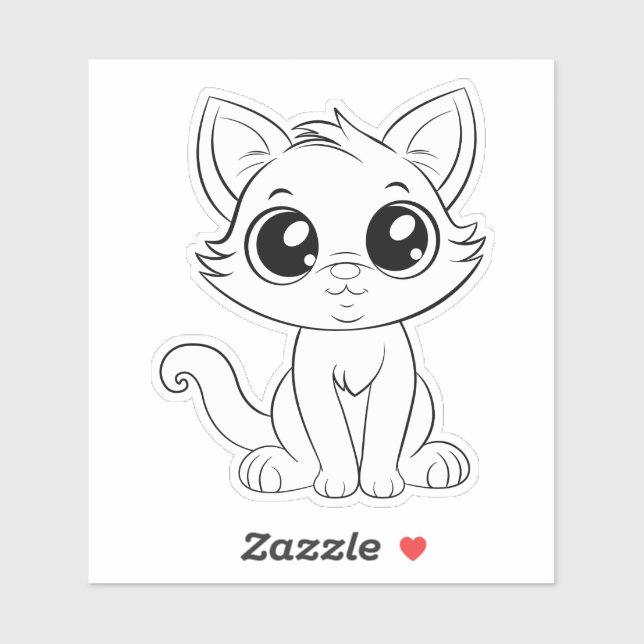 Sticker Chat blanc adorable (Feuille)