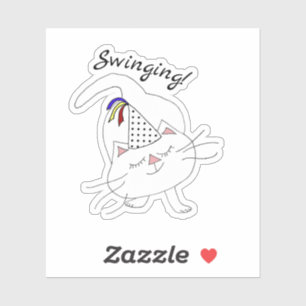 Sticker Chat blanc Kute Kitty Party